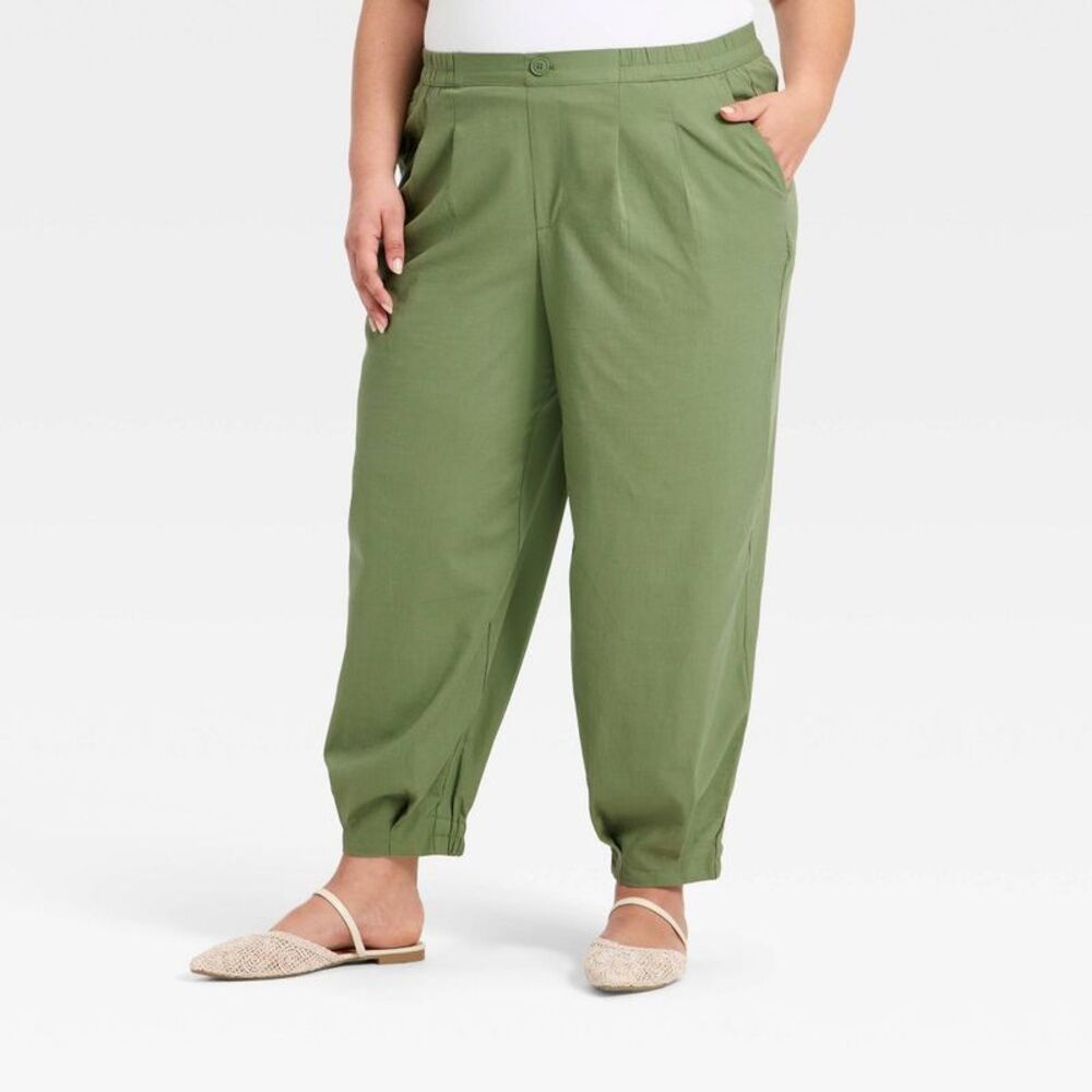Women's Balloon Jogger Pants - A New Day Green 1X
